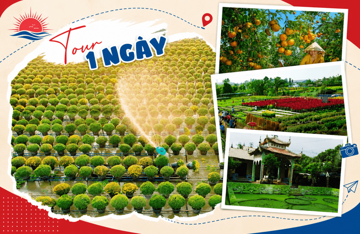 Tour Miền Tây Đồng Tháp – Làng Hoa Sa Đéc- Happy Land Hùng Thy – Vườn Quýt Hồng Lai Vung – Chùa Lá Sen 1 Ngày